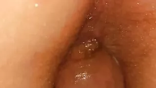 Wife taking hubbies thick cock in her tight ass