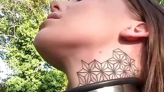 Outdoor chastity slave