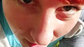 OUTDOOR SEX. Hard Fucking Redhead Curvy step mom. NiuraKoshkina