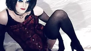 Heavy Makeup Slut plays with Anal Beads, deep throats dildo