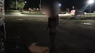 Prostitute trans exibition in parcking tir