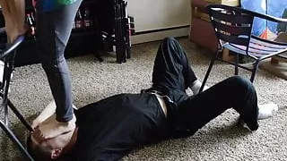 TSM - Dylan Rose sock and barefoot ballbusting face trample