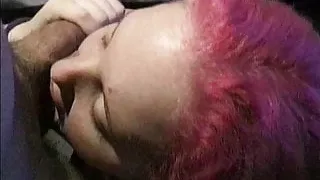 Alt Girl with Pink Hair Sucking Cock