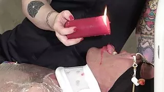 Japanese Femdom CBT Hot Wax Cock and Nipple Electro