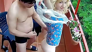 Blonde Milf in Hardcore Action on the Balcony