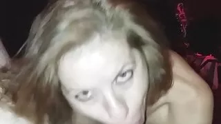 Greek milf gives a blowjob and licks balls