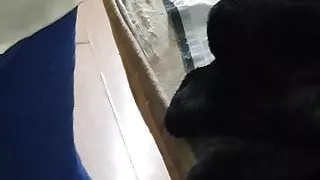 Step mom in pink clothes fucked through jeans by step son