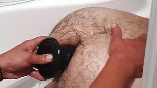 Anal Destruction In The Bath With Big Dildo And Inflatable Plug