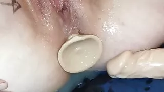 Wife squirts hard with her rabbit