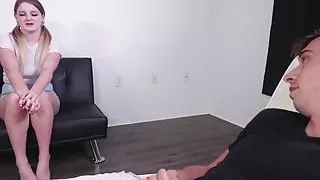 NEW - Pigtailed Teener Dishes out Sloppy Blowjob