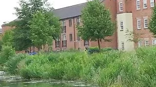 Hot brunette Hanna Shaw pissing in public