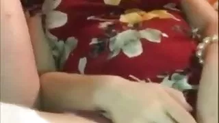 Caress herself and sucks dick