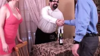 wife seduce husband's friend near him