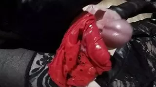 Pissing and cumming shemale