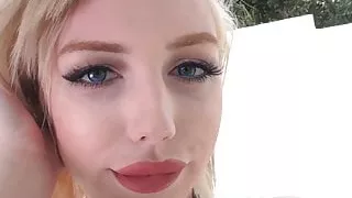 Skinny shemale Annabelle Lane plays with a toy