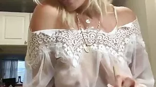 blond dancing and teasing