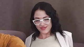 Fucking a sexy nerdy brunette