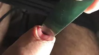 Sounding Unerect penis with a knife