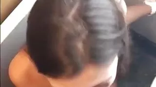 Young girl with boyfriend on a train