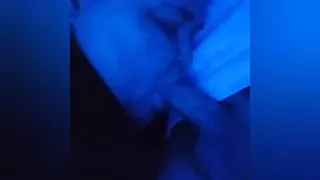 Blue light special,  gulping cum blow job