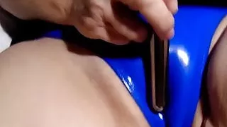 wife in plastic panties toying