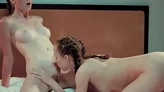 Flexible babes lick each other’s wet pussies to hard orgasms