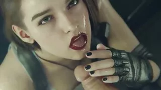 Jill Valentine Sloppy Blowjob With Red Lipstick !