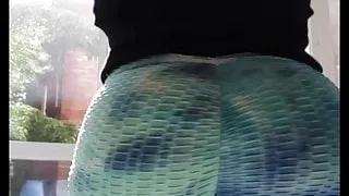 fat ASS in blue spandex