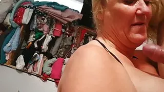 Sexy UK MILF is sucking cock