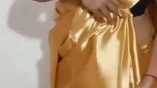 Satin Silk Saree Aunty