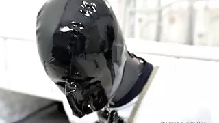 Cute latex sportswear girl, bondage and breathpaly