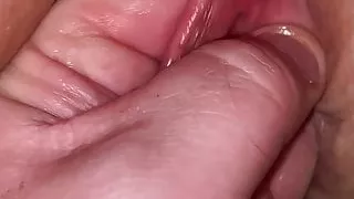 Glass Dildoing her Swollen Pussy