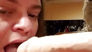 Sexy BBW Sucking Dildo