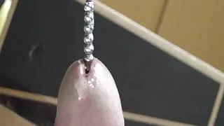 cum with e-stim sounding beads