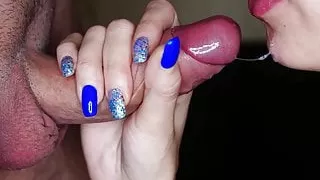 Slutty Babe Sucks Big Dick, Close up and Cum in Mouth