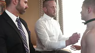 BoyForSale Jockstrap twink barebacked by two stepdaddies in thre