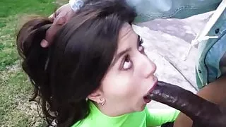 Lustful Natalie Brooks takes a big black cock in her tight pussy