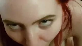 Red Hair Sucking & Wanking Dick