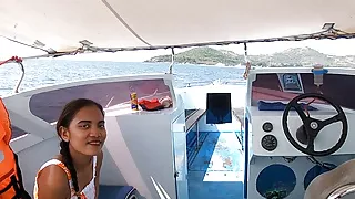 rented a boat for a day and had sex on it with asian teen girlfriend 