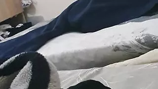 Horny Muslim girl sneaking into step dad room for quick blowjob