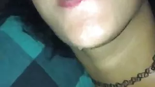 Black gal spooged! Nice facial!