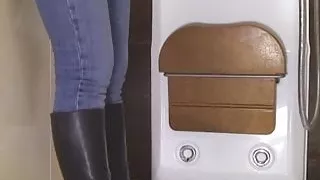 Sexy Wet Tits, Jeans and Shirt While Showering