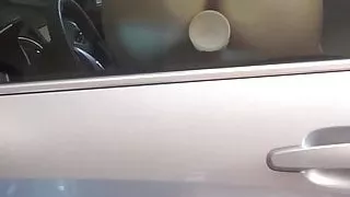 Fucking my dildo on car window