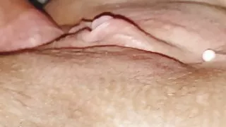 Fucking her pierced pussy, pulsing clit squirts on cock