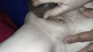 My chubby hot wife with thick jelly dildo