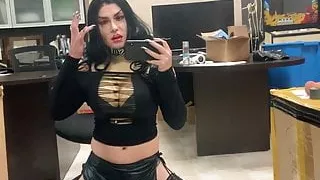 Nasty tgirl crossdresser Chrissy Cocoabutter teases her cock