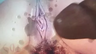 Bushywushy gets a load of Tossertims spunk across her cunt