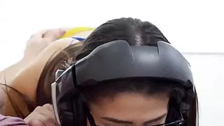 Petite gamer girl Kylie Rocket sucks and rides dick