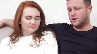 Geeky redhead blowing guy before doggystyle