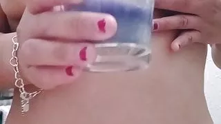 Candle wax on Latina whore boobs & nipples